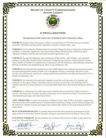 50th Anniversary Proclamation: Adams County Commissioners