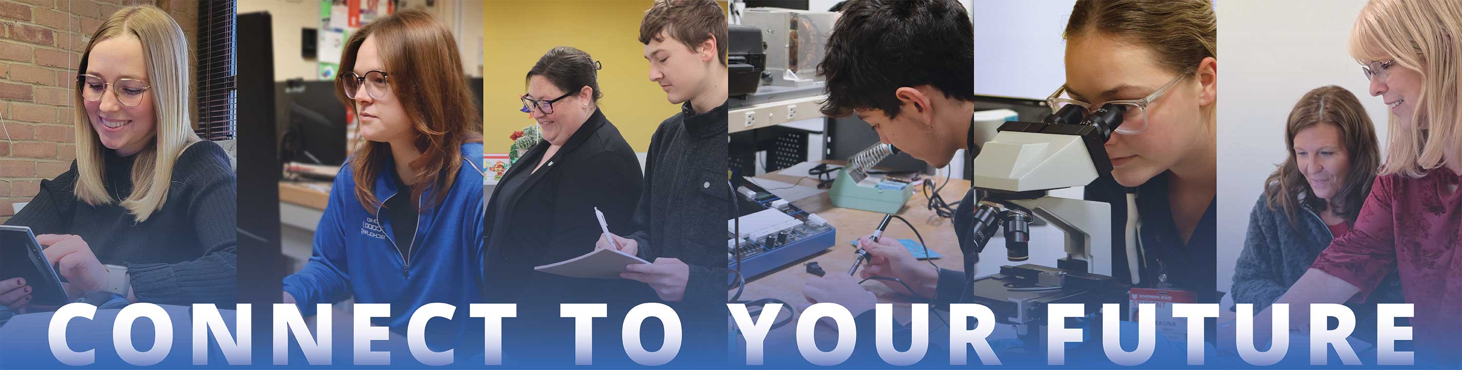 Banner with SSCC students and the words Connect to Your Furture