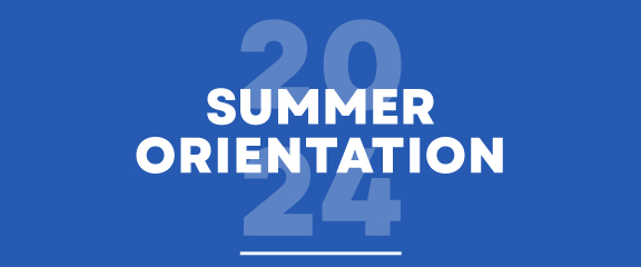 A blue background with the words summer orientation on it.