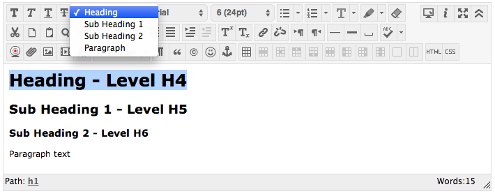 Headings in Canvas