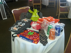 Table of Branded SSCC items at the Members Retreat