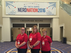 Phi Theta Kappa members Brandy Yates, Cindy Gullet, and Connie Huber at the Nerd Nation National Canference