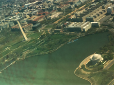 The Washington Momument and The Thomas Jefferson Memorial from the plane