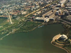 The Washington Momument and The Thomas Jefferson Memorial from the plane