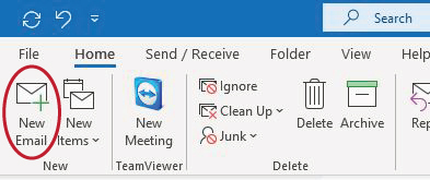 New Email button